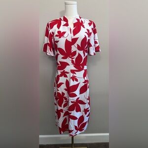 LAC BLEU Floral Red and White Dress